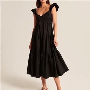 Ruffle Sleeve Poplin Midaxi Dress
